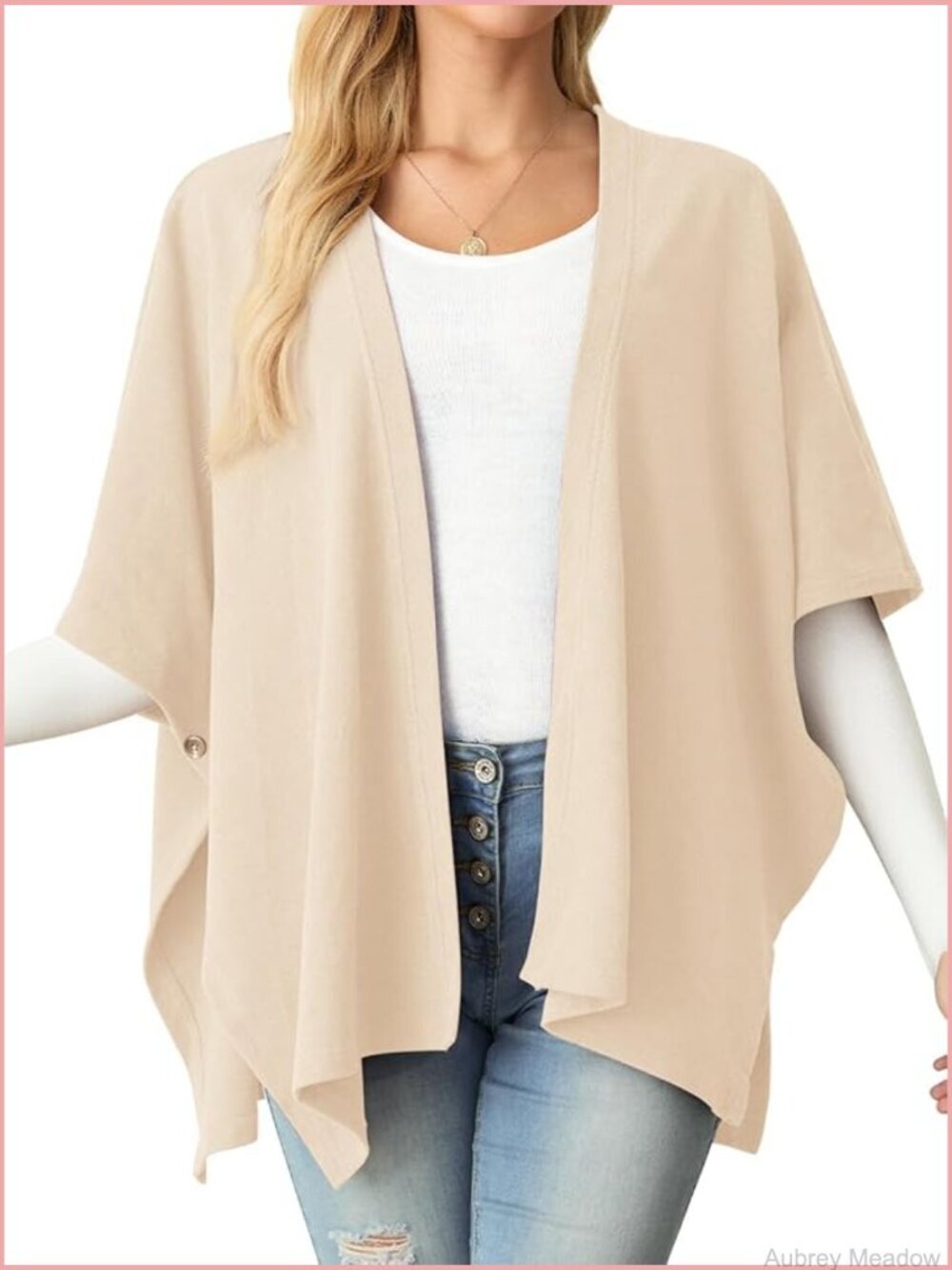 Womens Open Front Poncho Cape Wrap Shawl Cardigan Stretchy Soft Wrinkle